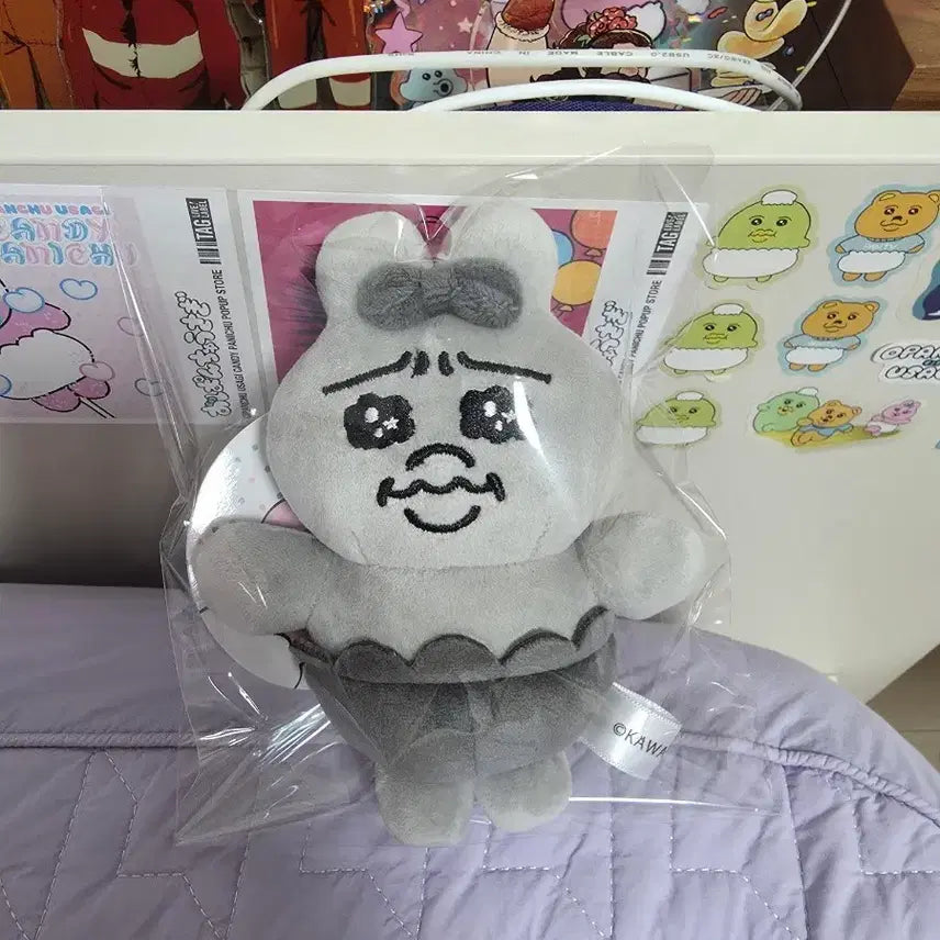 [BUNJANG] Oppanzy Oppanzy Rabbit Black Plush Keychain / 오빤쮸 빤쮸토끼 흑색 인형키링