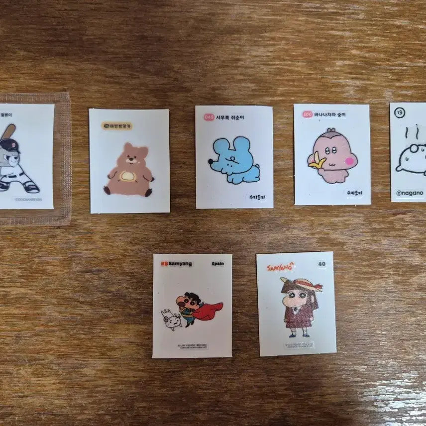 [BUNJANG] Set of 7 Stickers (Including Cheering Bear) / 띠부씰 7종