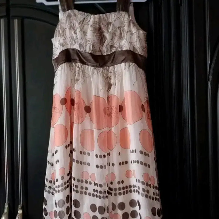 [BUNJANG] Flower Pattern Chiffon Dress Brown/Pink / 플라워 패턴 쉬폰soup 원피스 브라운/핑크