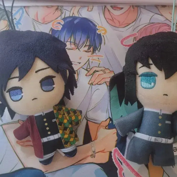 [BUNJANG] Demon Slayer Muichiro Tokito &amp; Giyu Tomioka Nui Doll Set with Muichiro Umbrella Gacha / [급전/택포]기유&amp;무이치로 누이 인형 세트+무이치로 코등이 우산가챠 덤