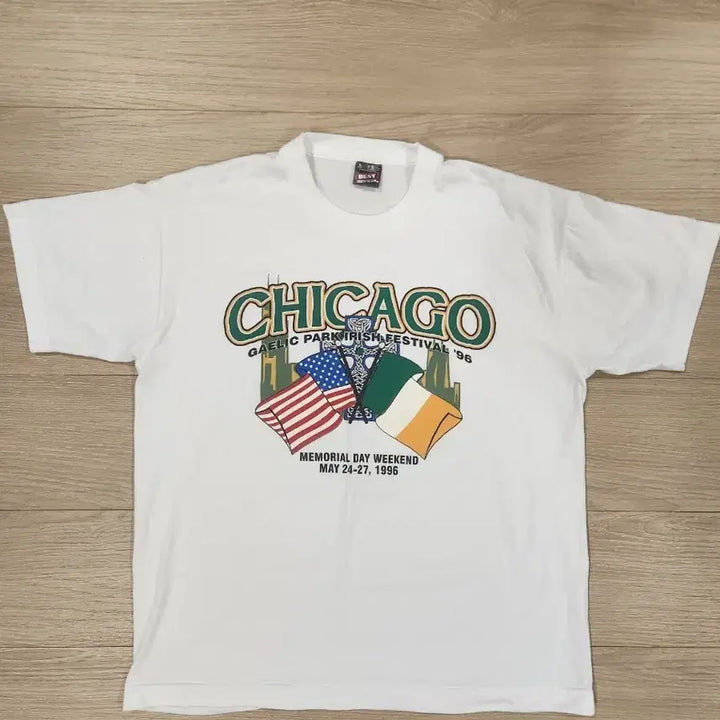 [SOLD OUT] 90s  usa 제품  시카고 아일랜드 페스티벌1996 빈티지 반팔티 L