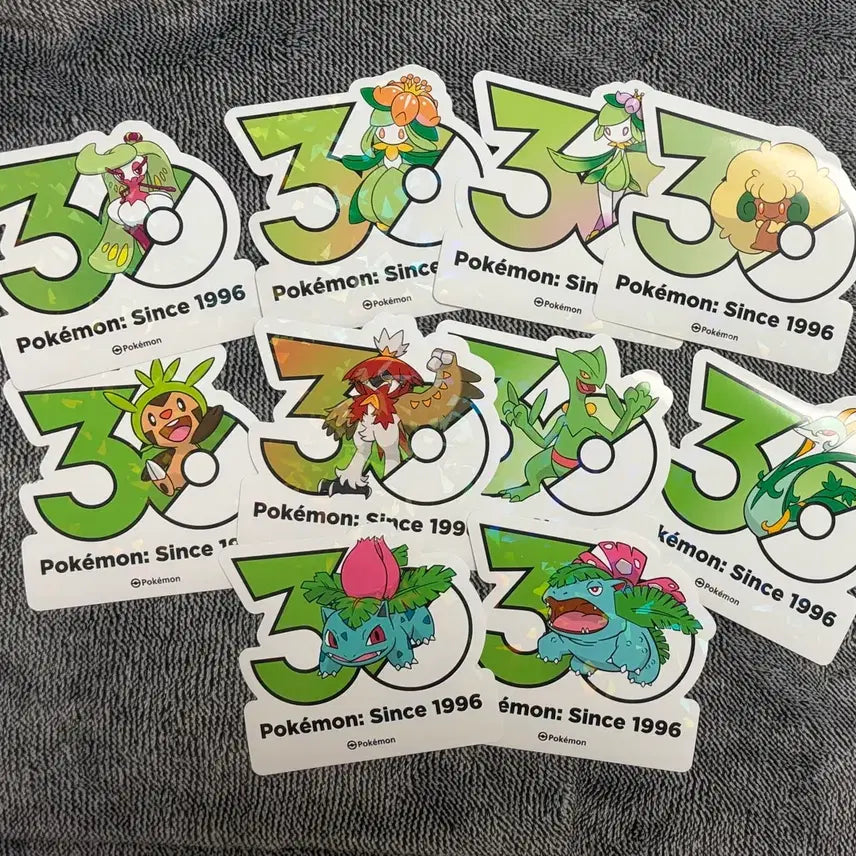 [BUNJANG] Pokemon 30th Anniversary Full Type Set (Grass Type) / 한국한정] 포켓몬 30주년 로고 스티커 드레디어 엘풍 등 풀타입 세트