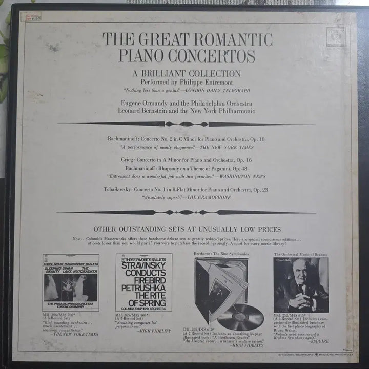 [BUNJANG] Philippe Entremont, Eugene Ormandy, Leonard Bernstein Romantic Piano Concertos 3LP Box Set / 앙트로몽~유진~번스타인_Romantic 피아노협주_3LP BOX US