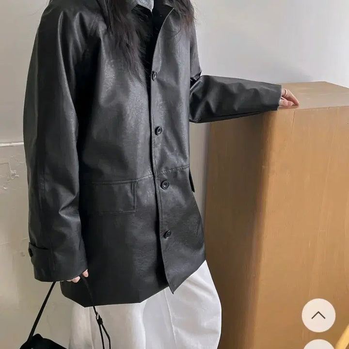 [BUNJANG] 98°C Black Leather Blouson Jacket / 블랙 레더 가죽 블루종자켓 98도씨