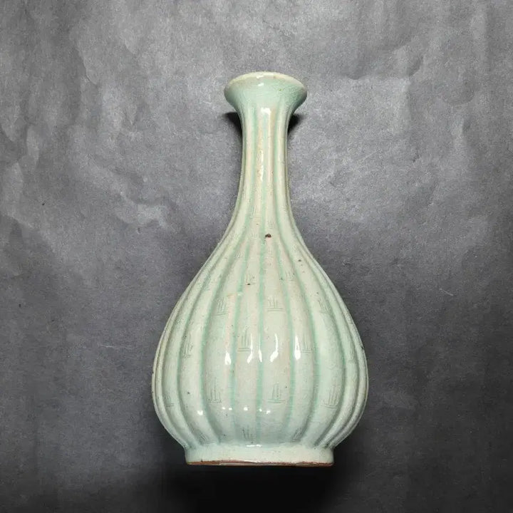 [BUNJANG] Master Craftsman Ji Soon-tak Goryeo Celadon Vase with Bamboo Motif / 무형문화재 인간문화재 지순탁 죽문 청자 병 고려청자 도자기 꽃병 화병
