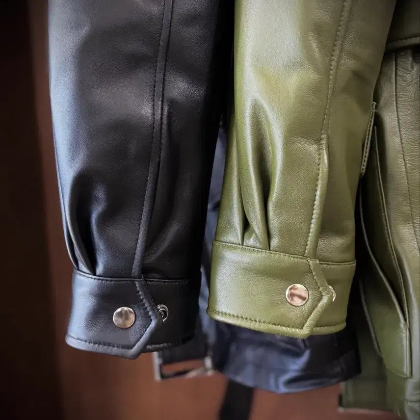 [BUNJANG] iltoco Genuine Leather Belted Safari Jacket / iltoco 양가죽 레더 사파리 멀티포켓 벨티드 자켓