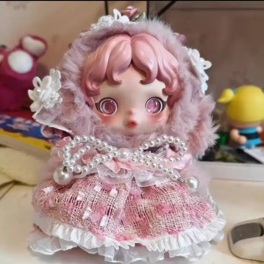 [BUNJANG] Skull Panda 13cm Doll Pearl Ribbon Dress Set / 스컬판다 13센치인형 진주리본원피스세트