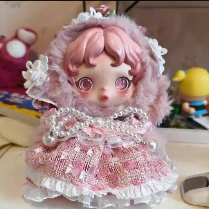 [BUNJANG] Skull Panda 13cm Doll Pearl Ribbon Dress Set / 2개이상반택무료 스컬판다 13센치인형 진주리본원피스세트