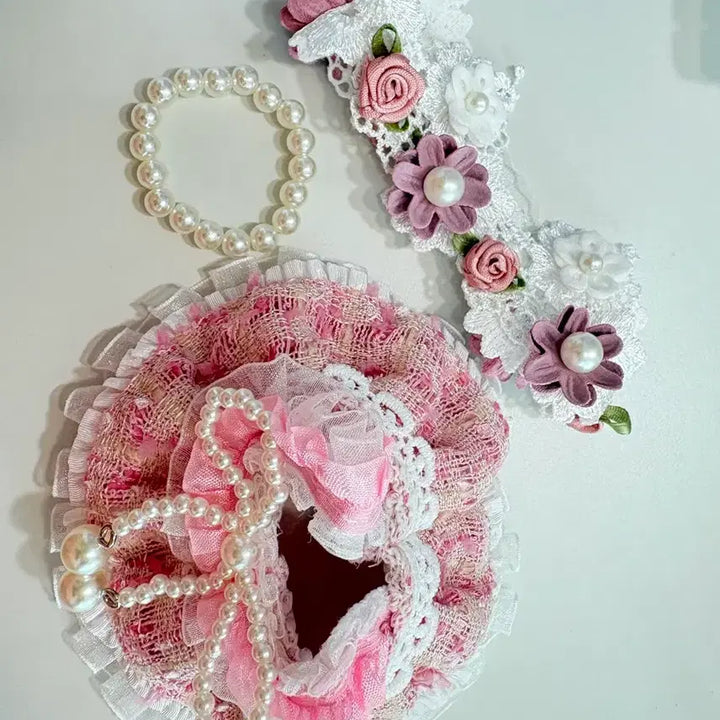 [BUNJANG] Skull Panda 13cm Doll Pearl Ribbon Dress Set / 스컬판다 13센치인형 진주리본원피스세트