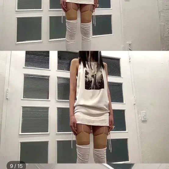 [BUNJANG] Weakgeneration Graphic Shirring Mini Dress / weakgeneration 위크제너레이션 프린팅 미니 원피스 그래픽 셔링