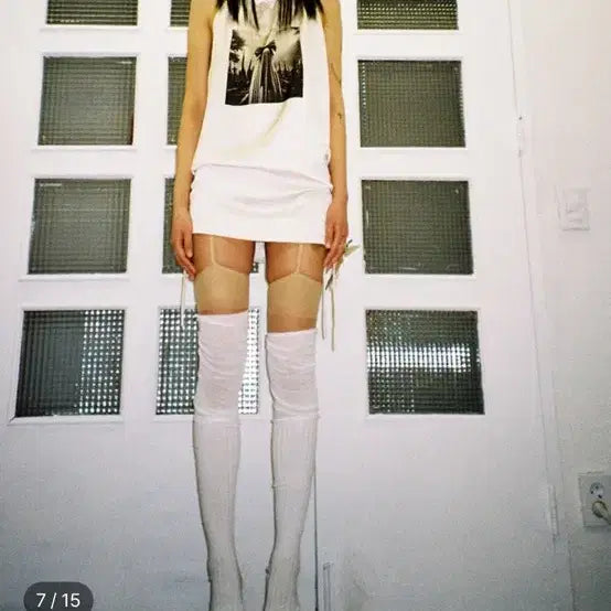 [BUNJANG] Weakgeneration Graphic Shirring Mini Dress / weakgeneration 위크제너레이션 프린팅 미니 원피스 그래픽 셔링