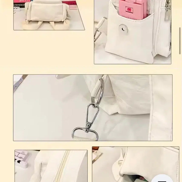 [BUNJANG] Mini Bag Hip Pack Backpack with Zipper Adjustment - Gray / (새상품) 굿즈 뱃지 미니 가방 힙색 이타백 지퍼 조절 백팩 그레이 회색
