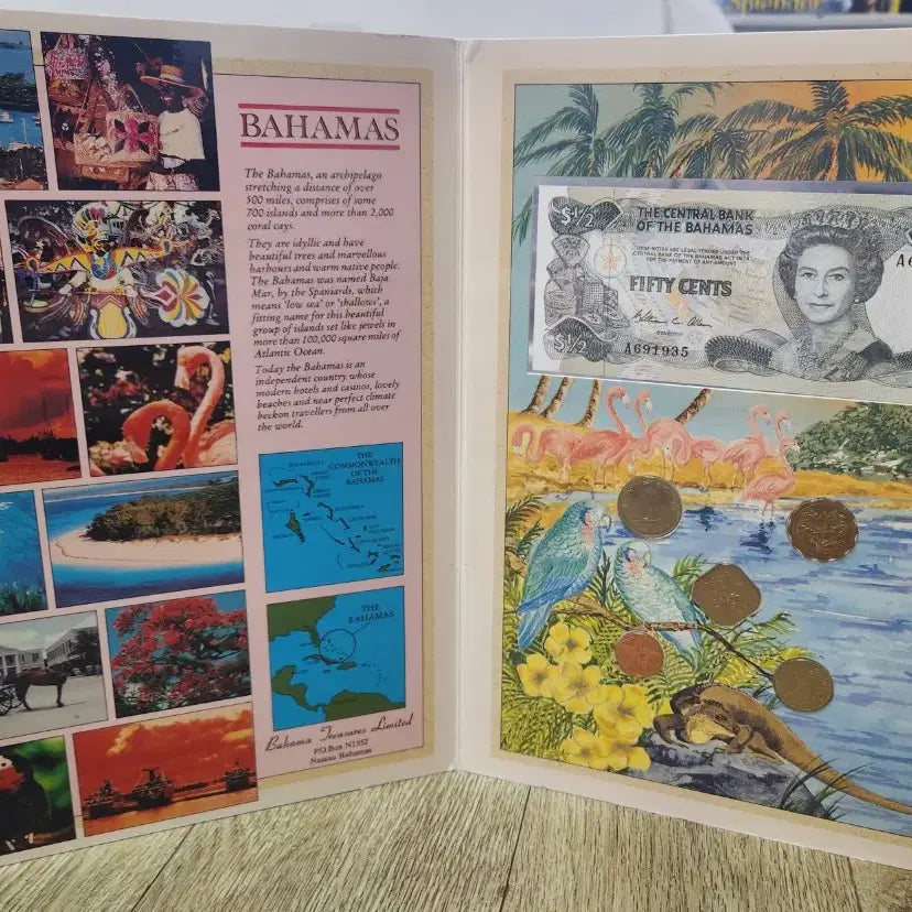 [BUNJANG] Original Bahamas Currency and Coin Mint Set (Unused Queen Elizabeth 50 Cent) / 오리지널 바하마 화폐/주화 민트 세트 (미사용 엘리자베스 여왕 50센트