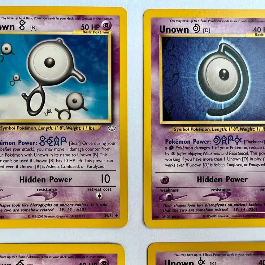 [BUNJANG] Pokemon Unown Set Card (North American English Edition) / 포켓몬 2000-01년 일본 초판 한정판 이브이 프로모+북미판 안농 카드