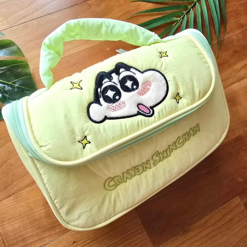 [BUNJANG] Crayon Shin-chan Lime Green Handle Pouch / (새상품)짱구 라임색 핸들 파우치