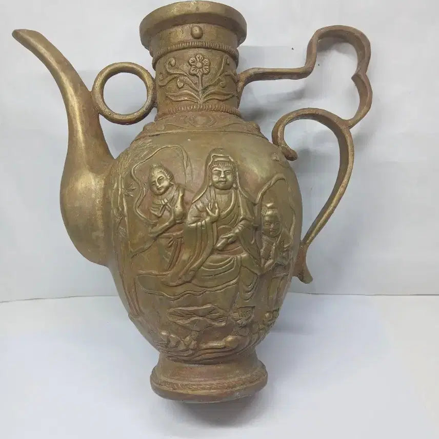 [BUNJANG] Antique Copper Teapot with Delicate Pattern / 동주전자