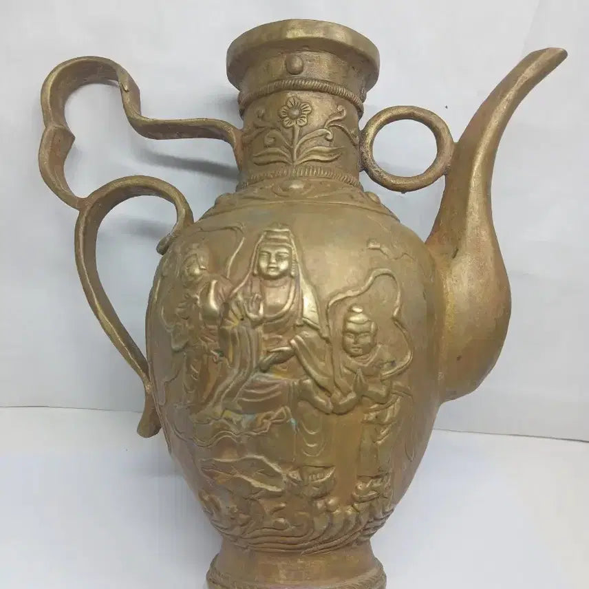 [BUNJANG] Antique Copper Teapot with Delicate Pattern / 동주전자