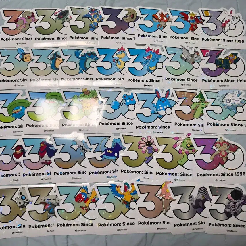 [BUNJANG] Pokemon 30th Anniversary Logo Sticker Bundle / 포켓몬스터 30주년 로고스티커 35장 원가이하 일괄 양도 합니다!