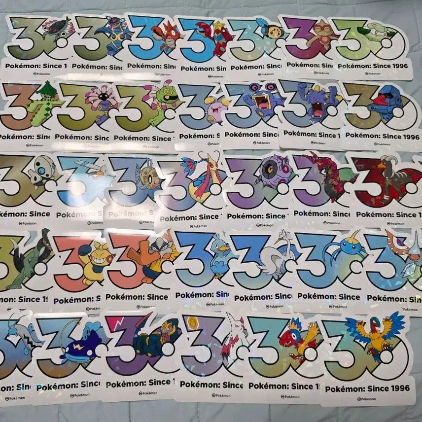 [BUNJANG] Pokemon 30th Anniversary Logo Sticker Bundle Set (34 Stickers) / 포켓몬스터 30주년 로고스티커 34장 원가이하 일괄 양도 합니다!