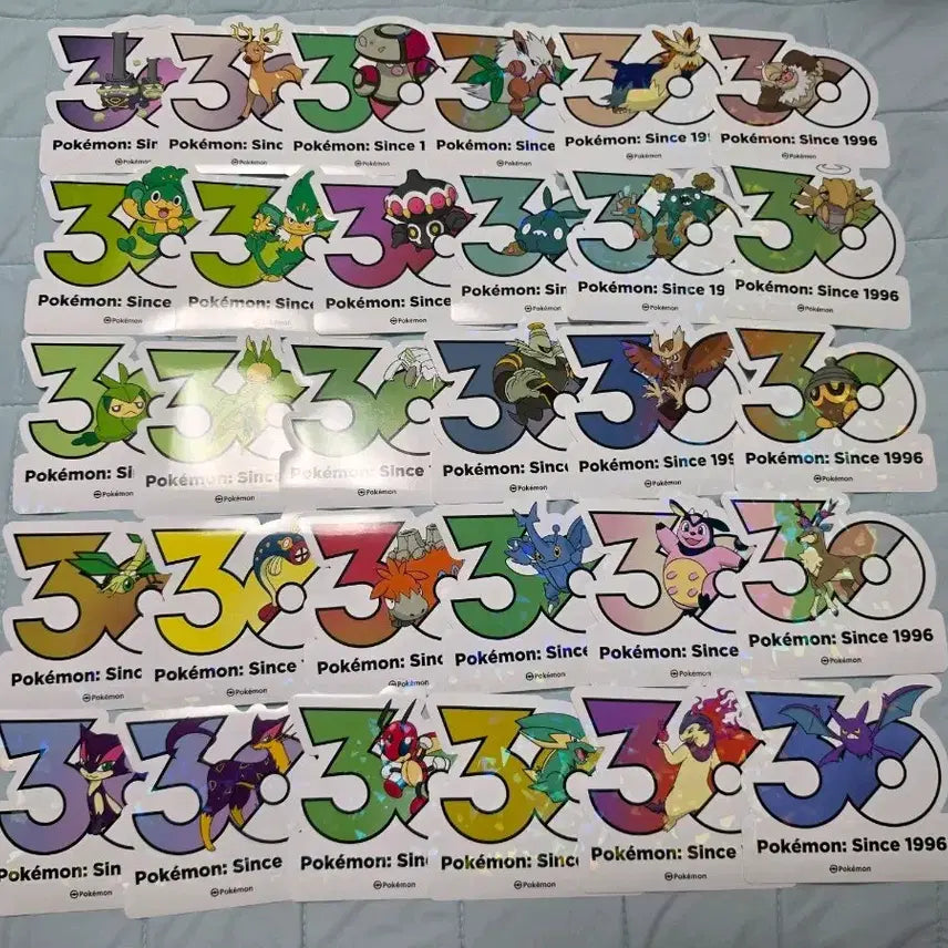[BUNJANG] Pokemon 30th Anniversary Logo Stickers (30 pcs) Bundle Set / 포켓몬스터 30주년 로고스티커 30장 원가이하 일괄 양도 합니다!