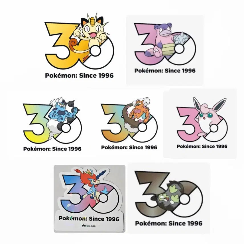 [BUNJANG] Pokemon 30th Anniversary Logo Sticker Set / 나옹 야도란 케르디오 쟝고 포켓몬 30주년 팝업 로고스티커 스티커