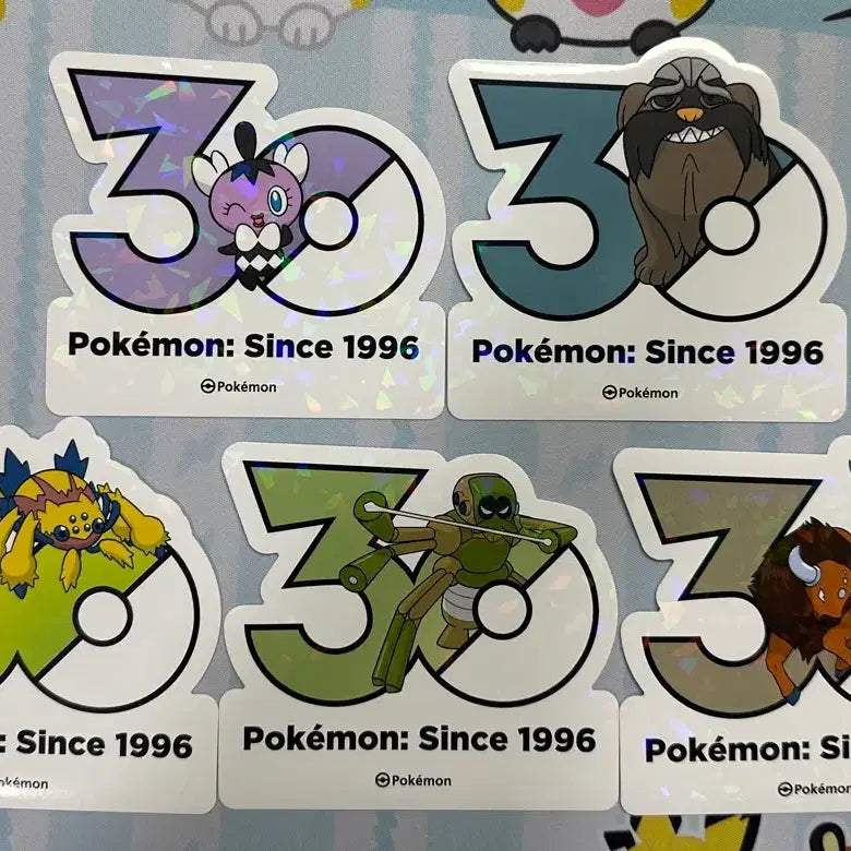 [BUNJANG] Pokemon 30th Anniversary Logo Stickers / [포켓몬 30주년 기념 로고 스티커]고디탱,전툴라,켄타로스,트래피더,마피