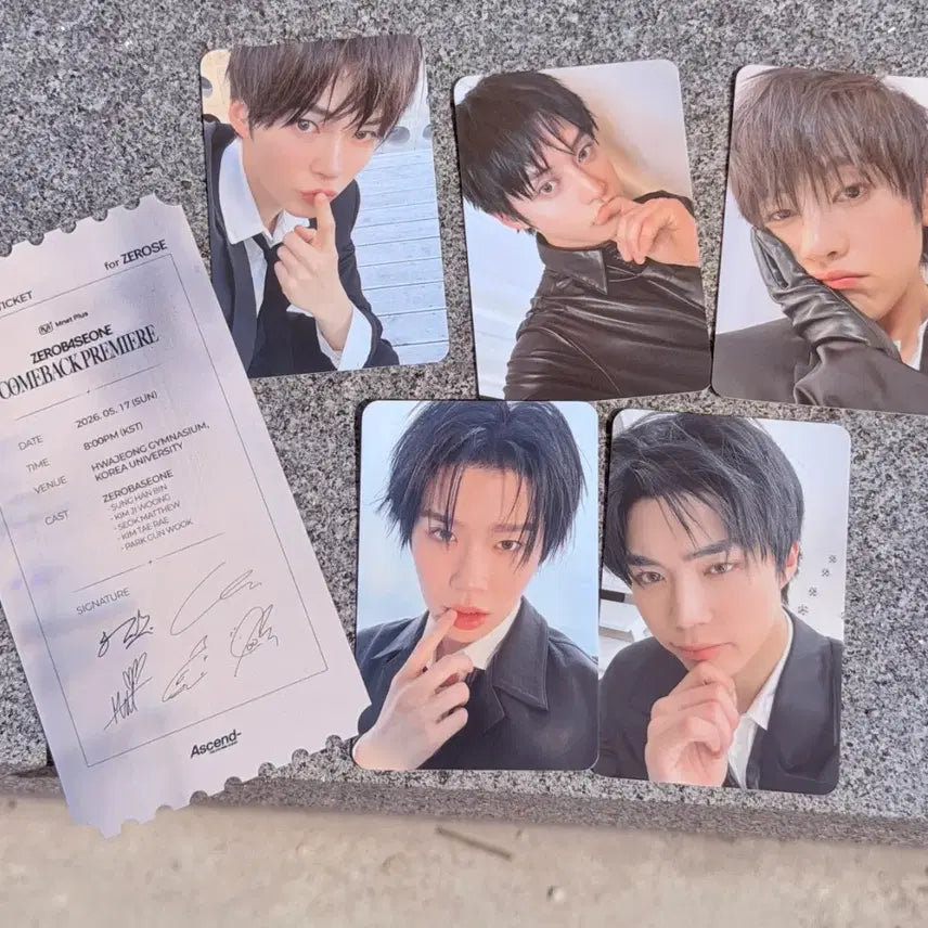 [BUNJANG] ZEROBASEONE (ZB1) Showcase Original Ticket &amp; Photocard Set - Sung Hanbin, Kim Jiwoong, Kim Taerae, Park Gunwook, Seok Matthew / 제베원 쇼케 포카 성한빈 김지웅 김태래 박건욱 석매튜 팬미팅 티켓 컴백쇼