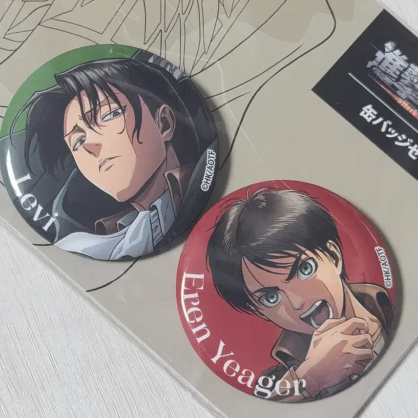 [BUNJANG] Attack on Titan Levi &amp; Eren Can Badge Set / 진격거 팝업 리바이 에렌 캔뱃지