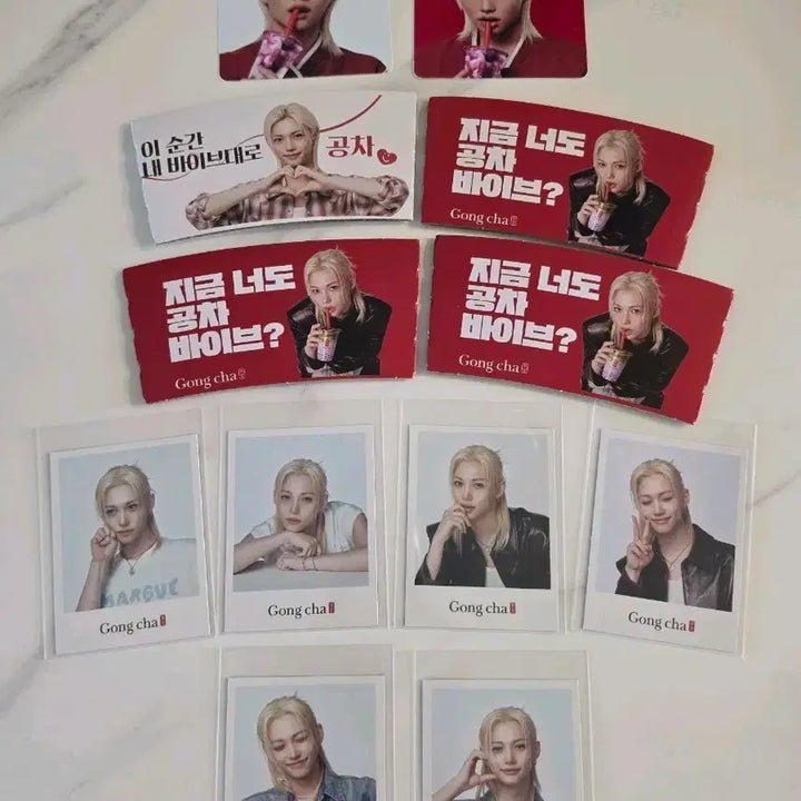 [BUNJANG] Stray Kids Felix Gong Cha Photocard Set (6 types) + Coaster Set (2 types) + Cup Holder + Badge Set (2 types) / 공차 필릭스 포토카드 6종 + 컵받침2종+ 컵홀더+뱃지 2종