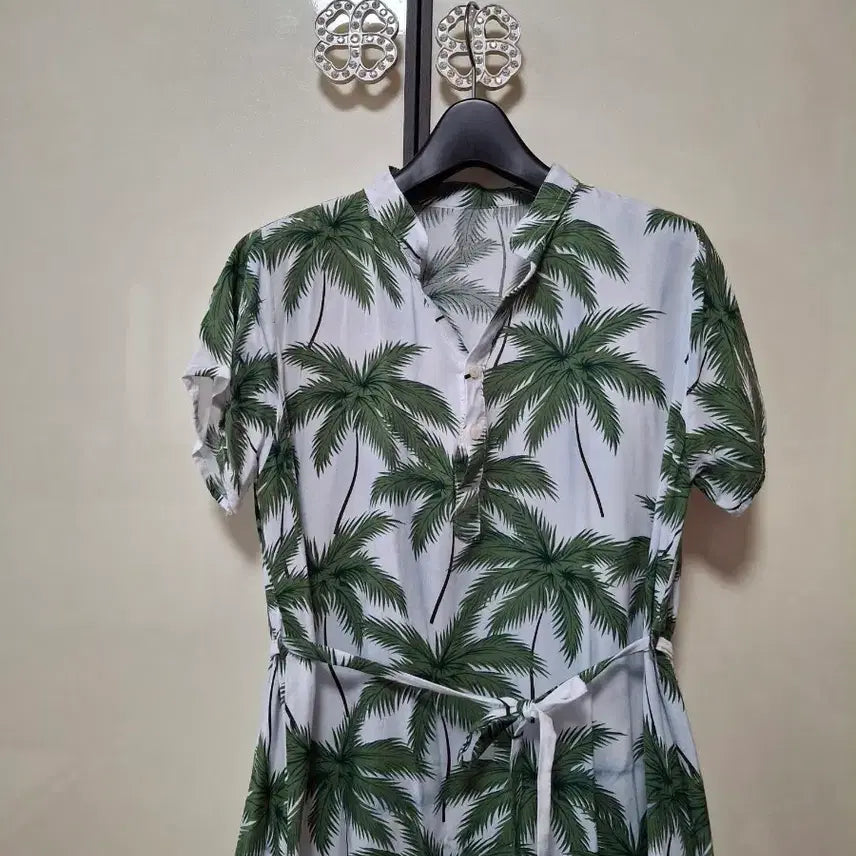 [BUNJANG] Palm Tree Pattern Long Dress / 야자수 패턴 롱 원피스  66사이즈   박시55도가능