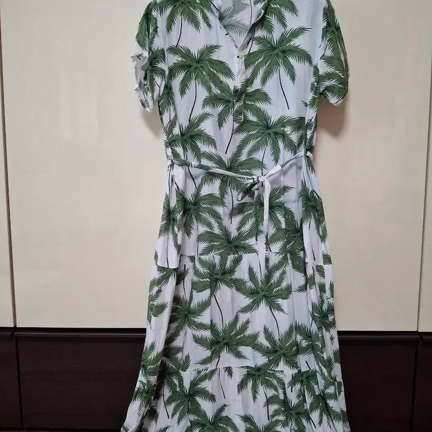 [BUNJANG] Palm Tree Pattern Long Dress / 야자수 패턴 롱 원피스  66사이즈   박시55도가능