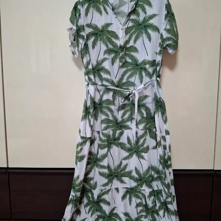 [BUNJANG] Palm Tree Pattern Long Dress / 야자수 패턴 롱 원피스  66사이즈   박시55도가능