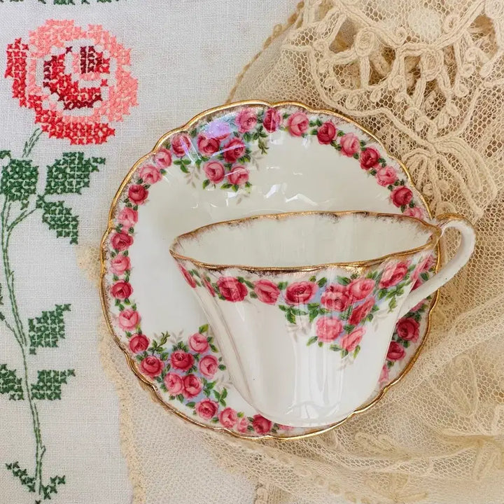 [BUNJANG] Gladstone Trellis Rose Teacup and Saucer Set / 글래드스톤 트렐리스 로즈  찻잔(영국) 커피잔