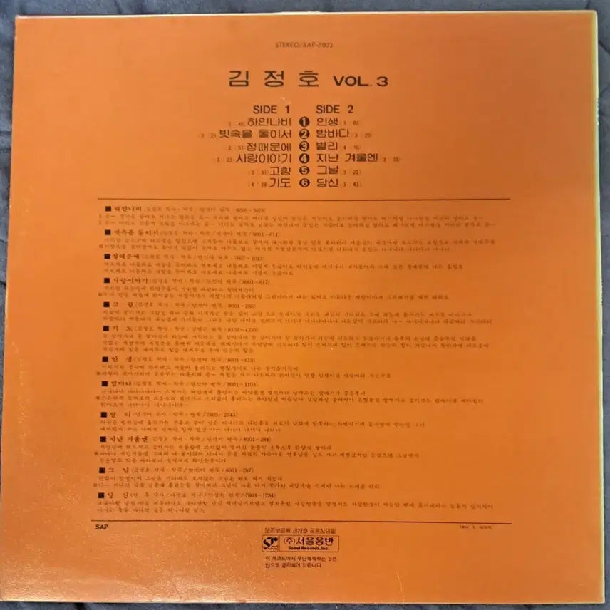 [BUNJANG] Kim Jung Ho Vol. 3 LP / LP  김정호 vol.3  판매