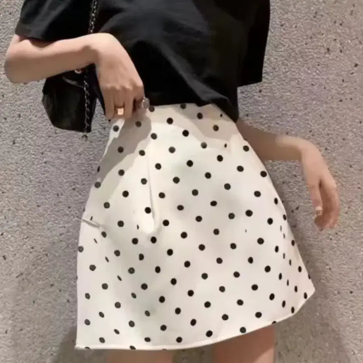 [BUNJANG] White Dot Mini Skirt / 화이트  도트 미니스커트