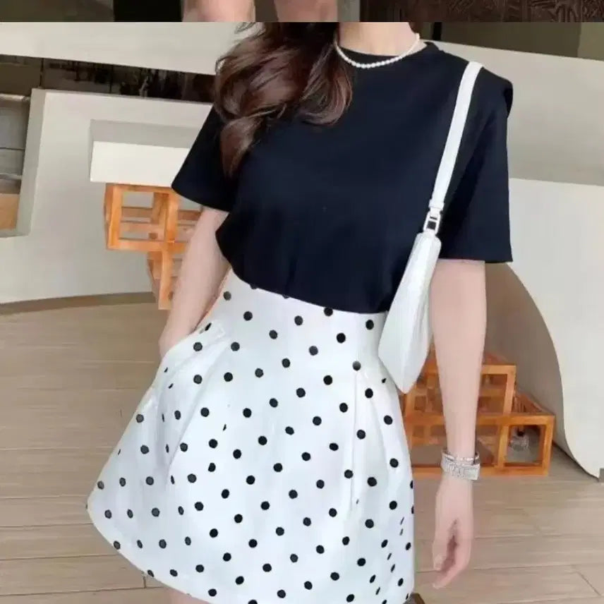 [BUNJANG] White Dot Mini Skirt / 화이트  도트 미니스커트