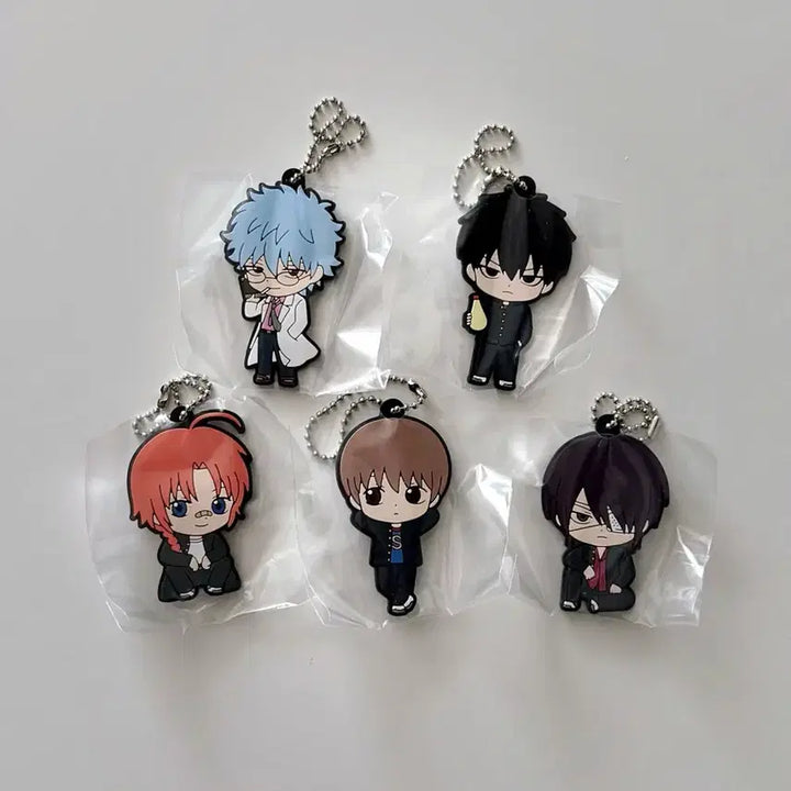 [BUNJANG] Gintama 3Z Ginpachi, Hijikata, Sougo, Kamui, Shinsuke Rubber Mascot Keychain Set / 일괄)은혼 3Z 긴파치 히지 소고 카무이 신스케 러버마스코트 키링 키홀더