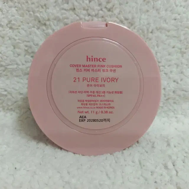 [BUNJANG] hince Cover Master Pink Cushion SPF50+ PA++++ 21 Pure Ivory 11g / 힌스 커버 마스터 핑크 쿠션 21호 퓨어아이보리 11g