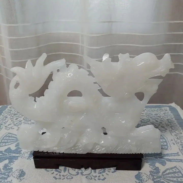 [BUNJANG] White Jade Carved Dragon Sculpture / 백옥용조각 작품
