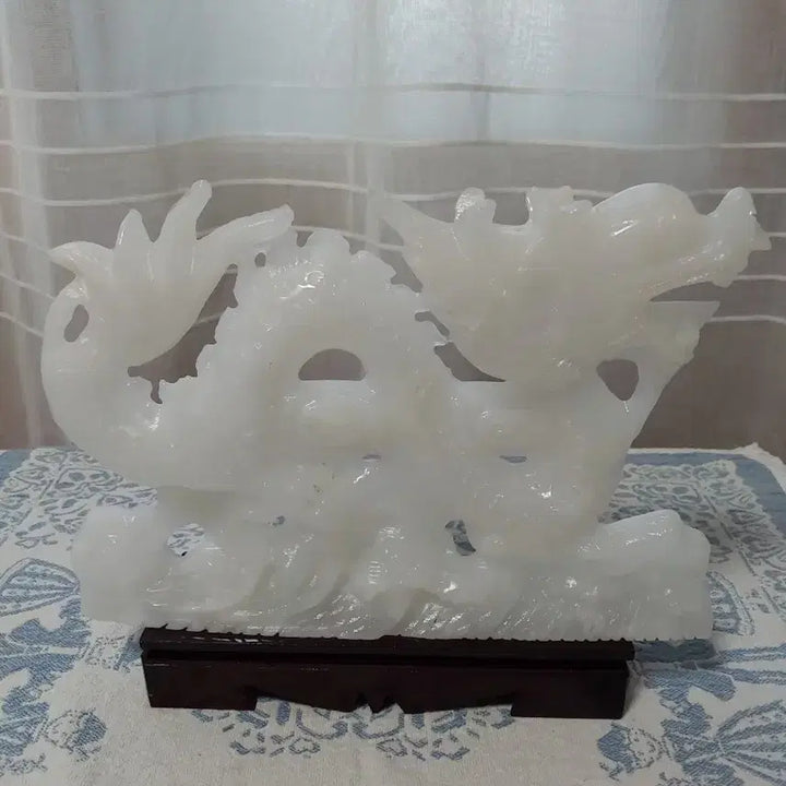 [BUNJANG] White Jade Carved Dragon Sculpture / 백옥용조각 작품