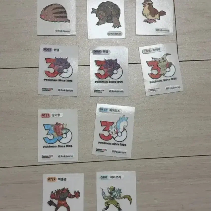 [BUNJANG] Pokemon 30th Anniversary Sticker Bundle / (급전) 포켓몬 띠부씰 30주년 일괄 팬텀 따라큐 잉어킹 파치리스 등
