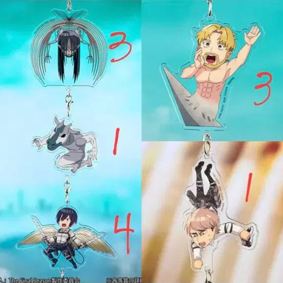 [BUNJANG] Attack on Titan Ichiban Kuji Acrylic Keychain (Set of 8) / 진격의거인 각자의결의 제일복권 F상 아크릴 키링 8종