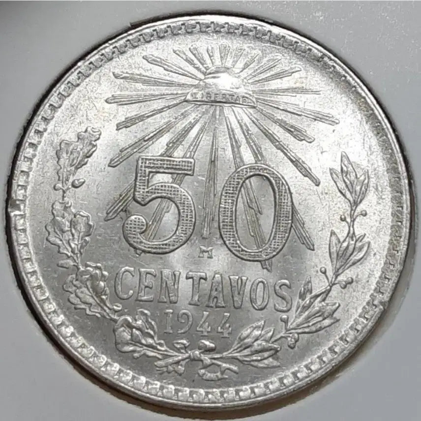 [BUNJANG] Mexico 1944 50 Centavos Silver Coin Uncirculated / [은화] 멕시코 미사용 1944년 50센타보스.외국주화 주화 화폐 동전