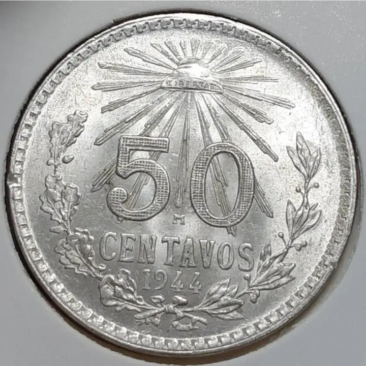 [BUNJANG] Mexico 1944 50 Centavos Silver Coin Uncirculated / [은화] 멕시코 미사용 1944년 50센타보스.외국주화 주화 화폐 동전
