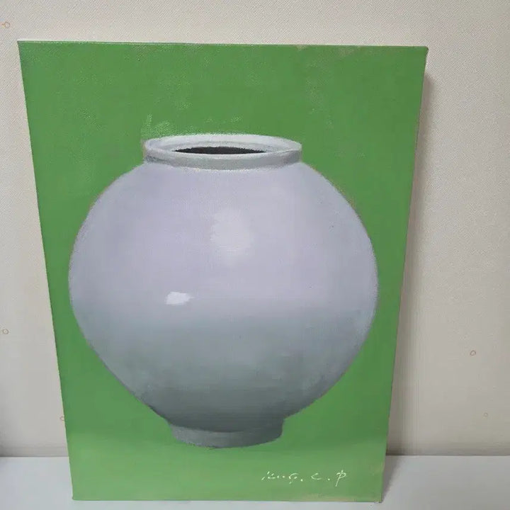 [BUNJANG] Park Kwang-chul "Moon Jar" Oil Painting / 박광출 달항아리 유화 그림