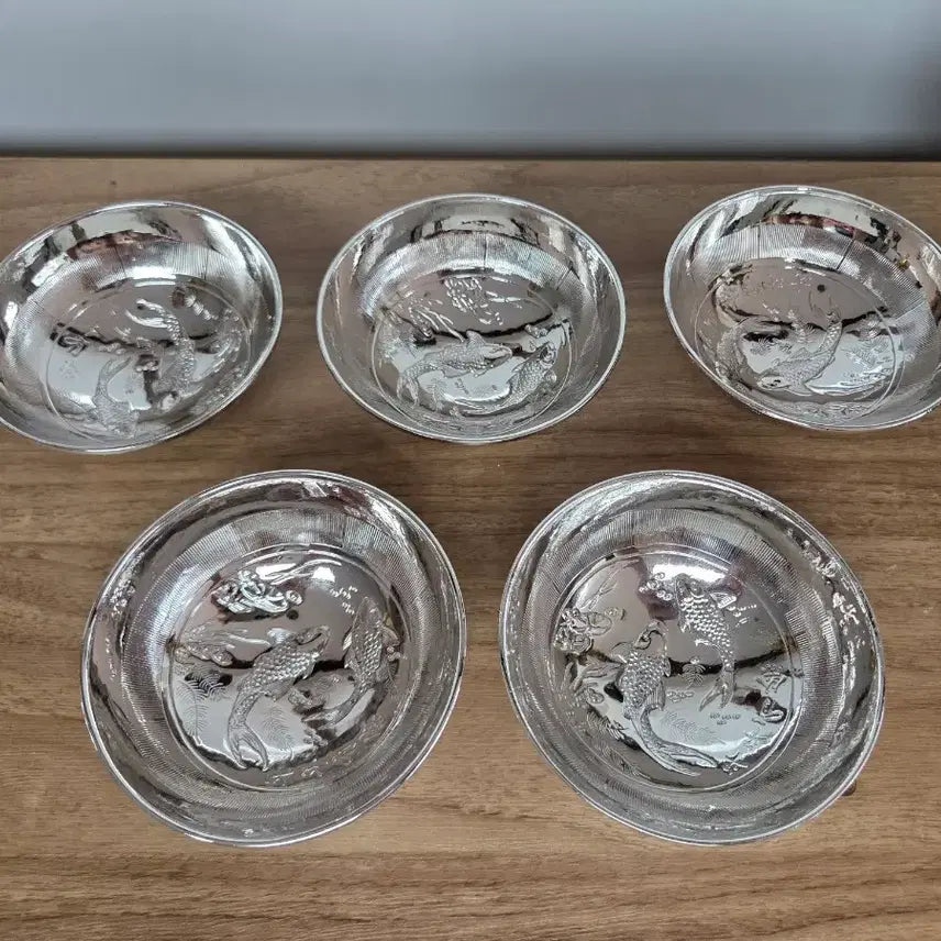 [BUNJANG] White Brass Tea Bowls (Set of 5) / 백동 다완잔 5개 (새제품)