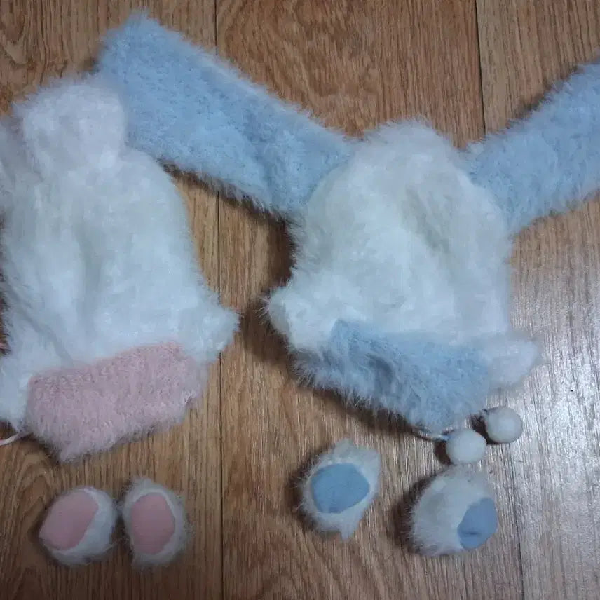 [BUNJANG] Bundle Set Bunny Hood Fur Clothes / (일괄)10cm 인형옷 토끼 후드 털옷