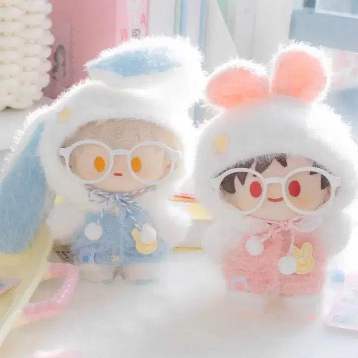 [BUNJANG] Bundle Set Bunny Hood Fur Clothes / (일괄)10cm 인형옷 토끼 후드 털옷