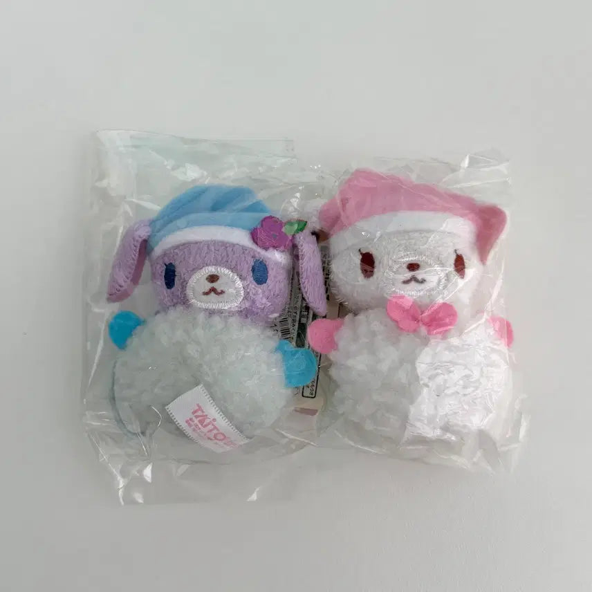 [BUNJANG] Sanrio Classic Sugarbunnies Shirowusa &amp; Blueberryusa Plush Mascot Strap Set / 산리오 고전 슈가바니즈 시로우사 블루베리우사 누이 마스코트 인형 스트랩