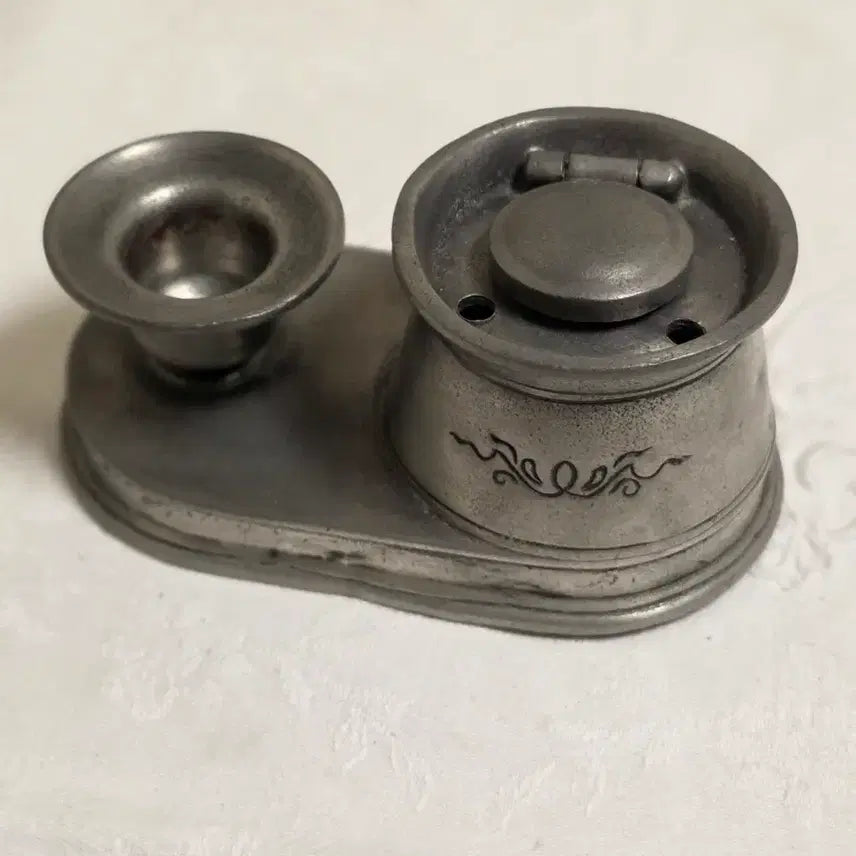 [BUNJANG] French Vintage Pewter Desk Object (Inkwell &amp; Candlestick) / 프랑스 빈티지 퓨터 데스크오브제
